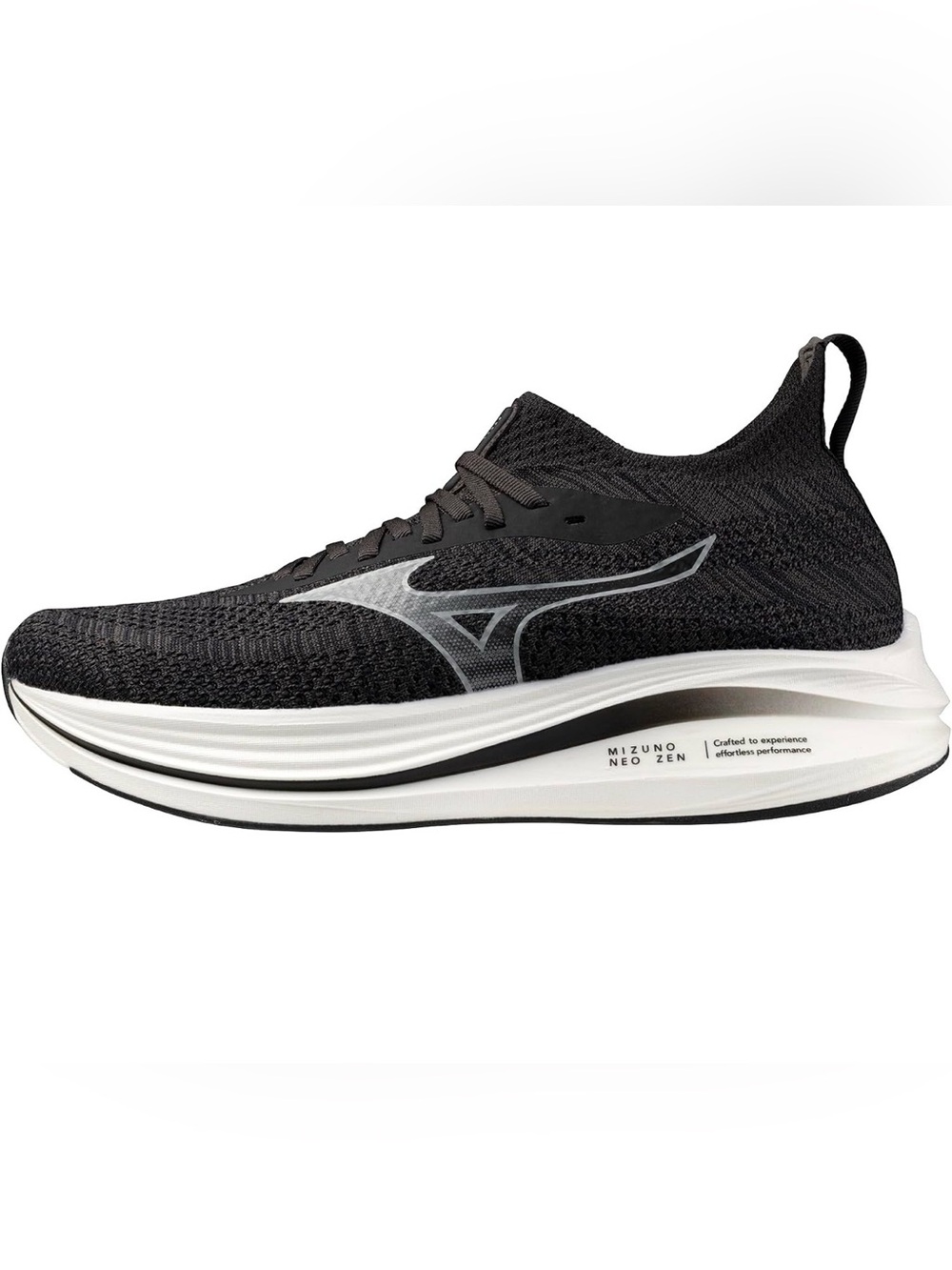 Mizuno Neo Zen Men's Running Shoes - Black & White with Silver Logo